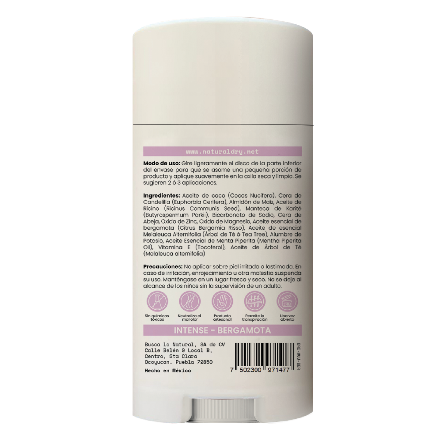 Desodorante Natural Mujer Intense Bergamota